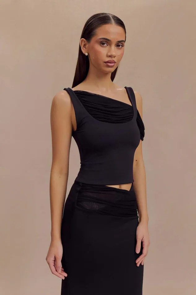 Women Meshki Tops Jules Recycled Nylon And Mesh Sleeveless Top 8211 Black