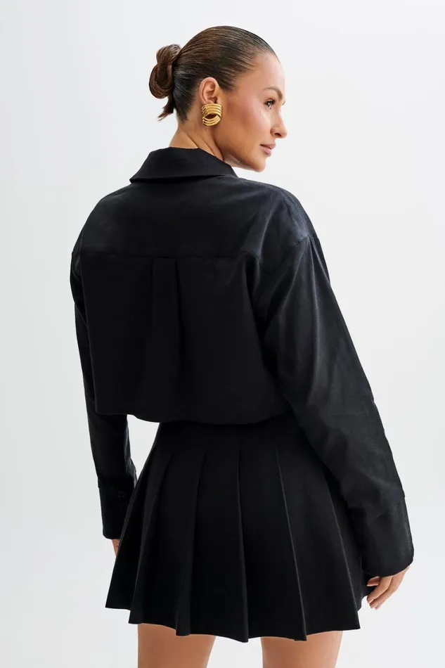 Women Meshki Tops Julianna Cotton Button Up Shirt 8211 Black