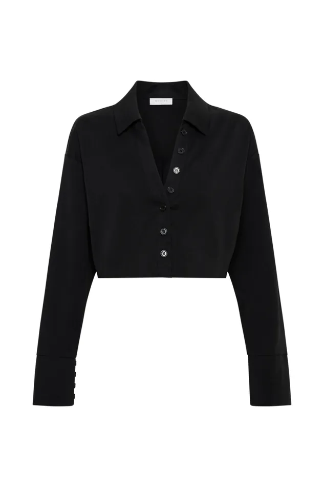 Women Meshki Tops Julianna Cotton Button Up Shirt 8211 Black