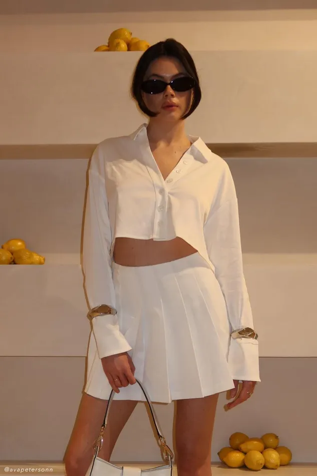 Women Meshki Tops Julianna Cotton Button Up Shirt 8211 White