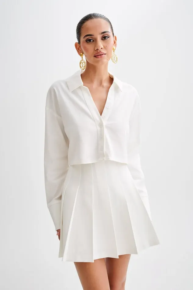 Women Meshki Tops Julianna Cotton Button Up Shirt 8211 White