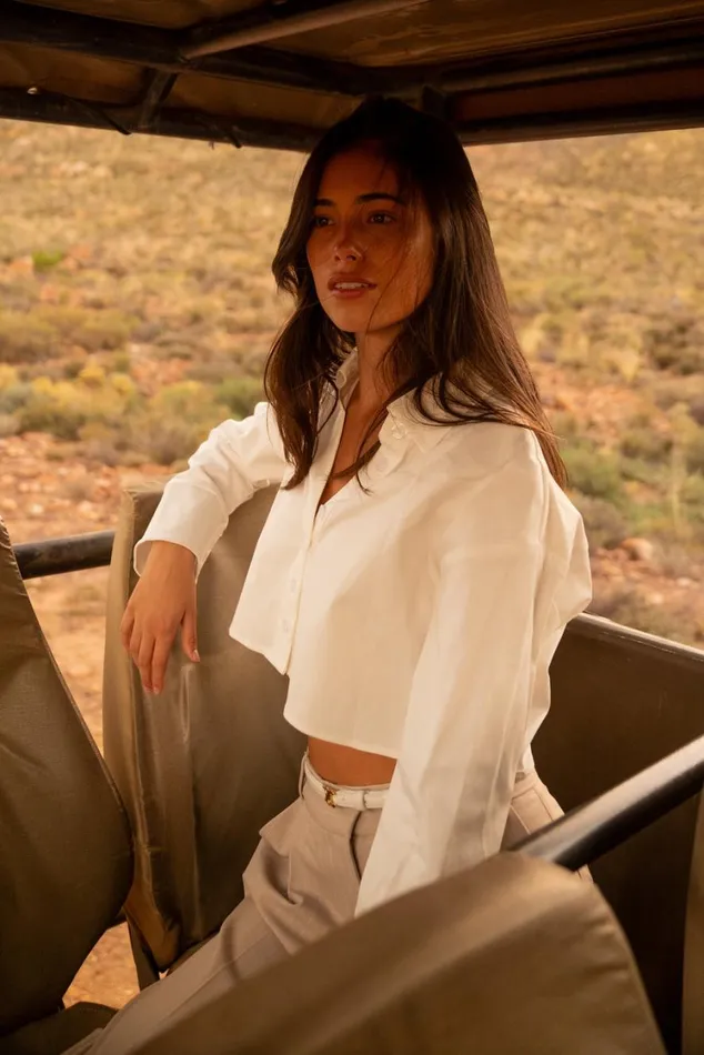 Women Meshki Tops Julianna Cotton Button Up Shirt 8211 White