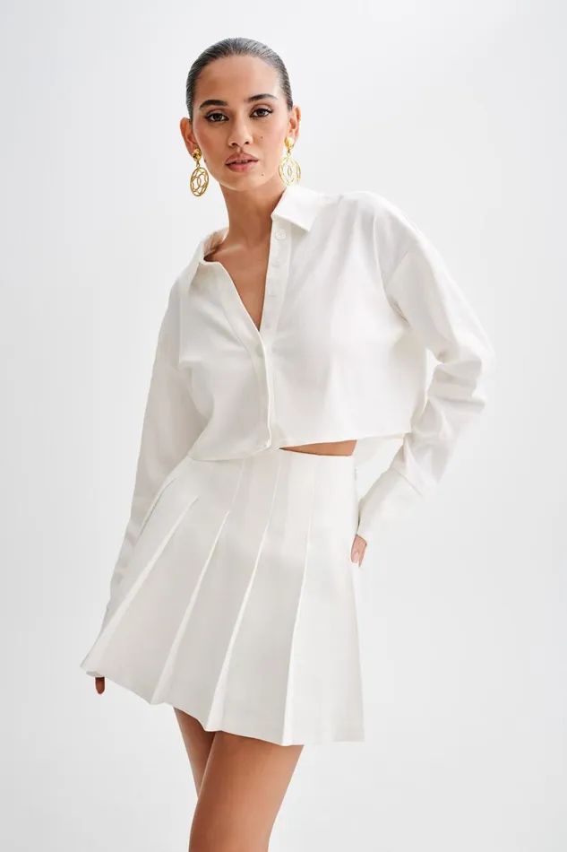 Women Meshki Tops Julianna Cotton Button Up Shirt 8211 White
