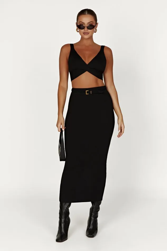 Women Meshki Tops Kaesha Twist Front Knit Top 8211 Black Women Meshki Tops Kaesha Twist Front Knit Top 8211 Black