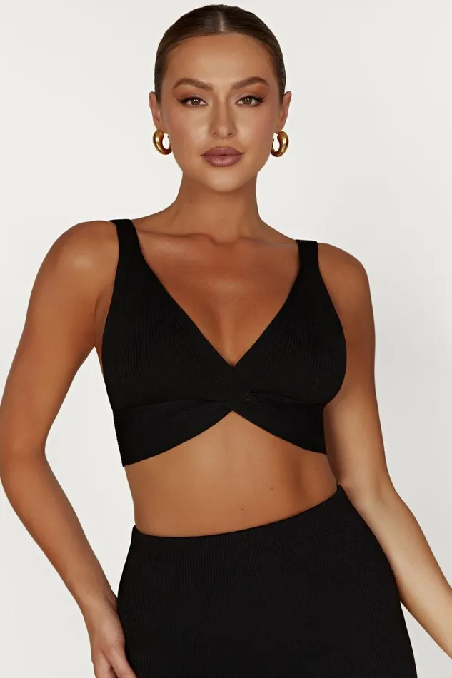 Women Meshki Tops Kaesha Twist Front Knit Top 8211 Black Women Meshki Tops Kaesha Twist Front Knit Top 8211 Black