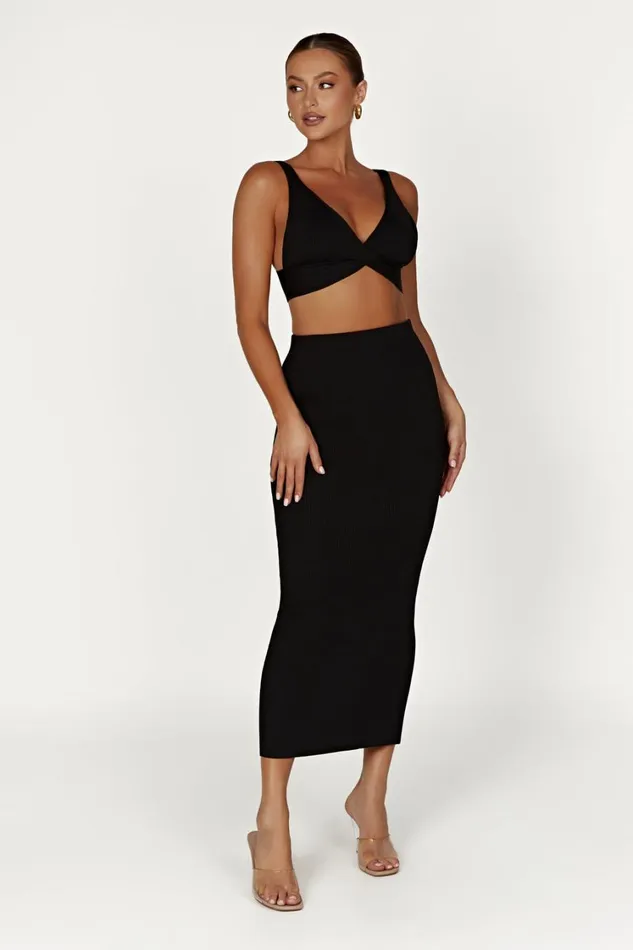 Women Meshki Tops Kaesha Twist Front Knit Top 8211 Black Women Meshki Tops Kaesha Twist Front Knit Top 8211 Black