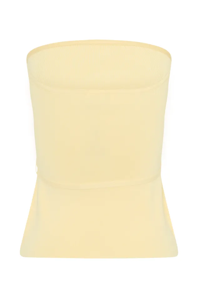 Women Meshki Tops Keaton Strapless Rose Tie Knit Top 8211 Lemon