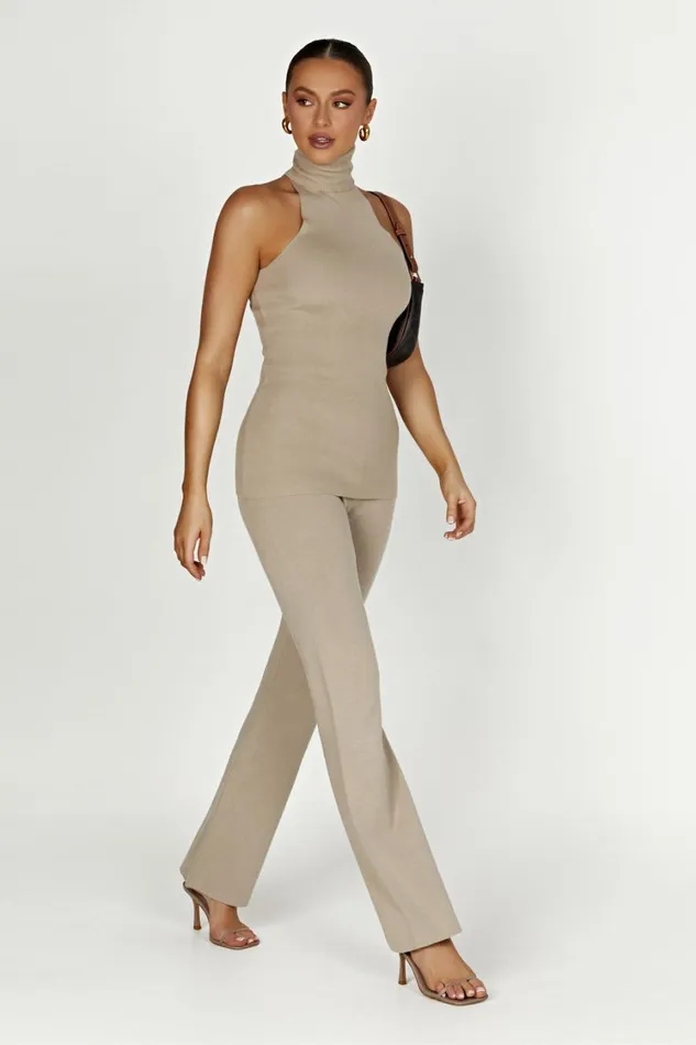 Women Meshki Tops Kelsea Sleeveless Turtleneck Top 8211 Taupe