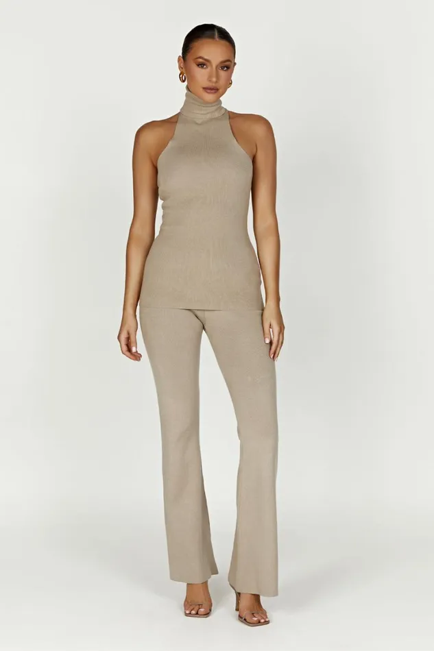 Women Meshki Tops Kelsea Sleeveless Turtleneck Top 8211 Taupe