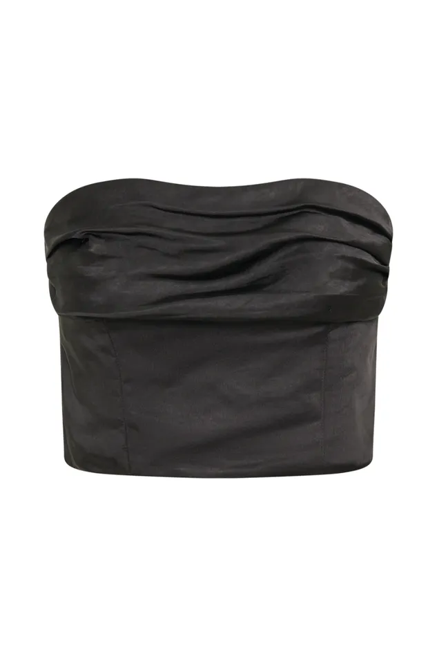 Women Meshki Tops Khalani Ruched Strapless Satin Top 8211 Black