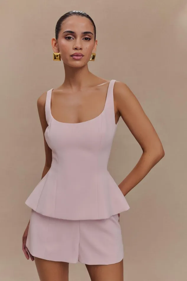 Women Meshki Tops Korrie Suiting Peplum Top 8211 Powder Pink