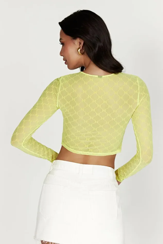 Women Meshki Tops Letitia Mesh Monogram Crop Top 8211 Fresh Green Women Meshki Tops Letitia Mesh Monogram Crop Top 8211 Fresh Green