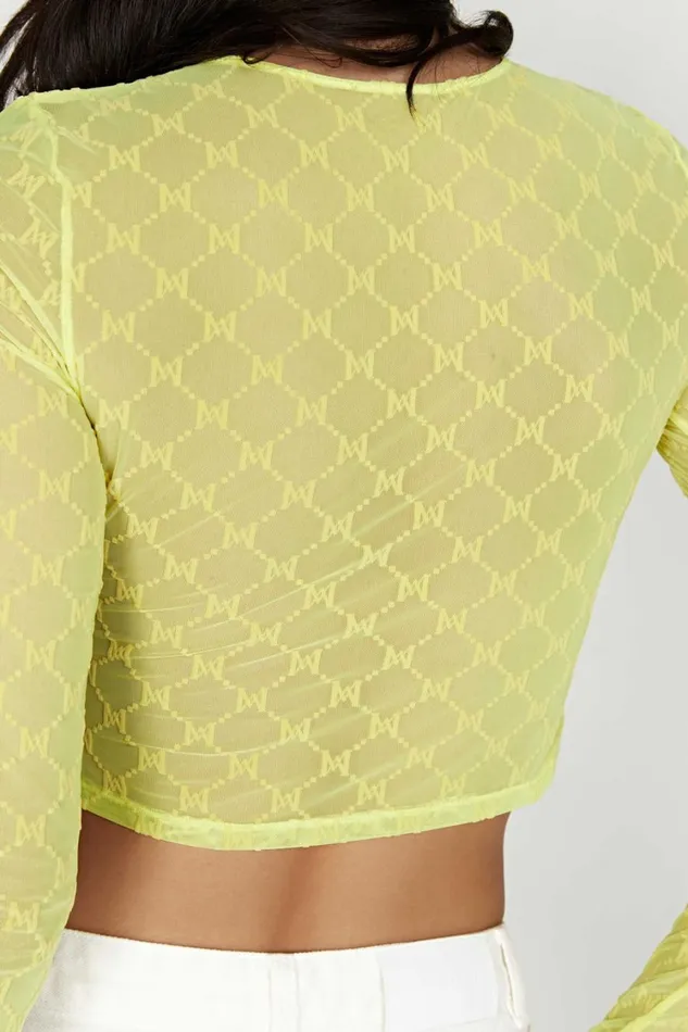 Women Meshki Tops Letitia Mesh Monogram Crop Top 8211 Fresh Green Women Meshki Tops Letitia Mesh Monogram Crop Top 8211 Fresh Green