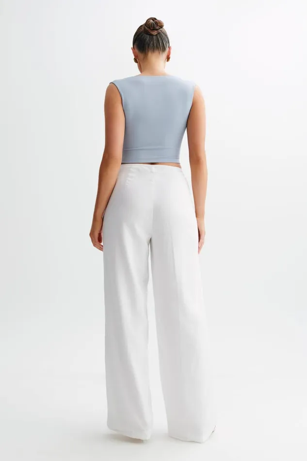 Women Meshki Tops Linley Recycled Nylon Cropped Top 8211 Dusty Blue