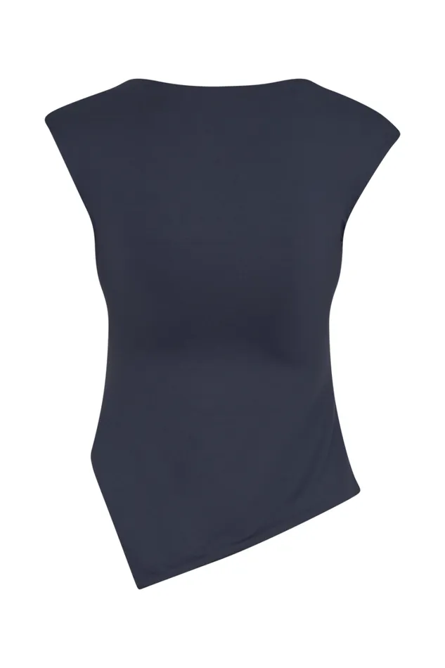 Women Meshki Tops Lisette Asymmetric Recycled Nylon Top 8211 Dark Navy