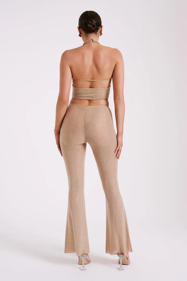 Women Meshki Tops Mariah Diamante Halter Neck Top 8211 Nude