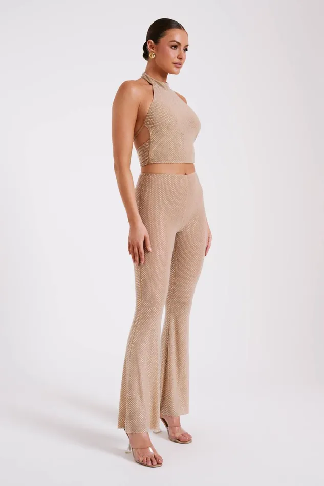Women Meshki Tops Mariah Diamante Halter Neck Top 8211 Nude