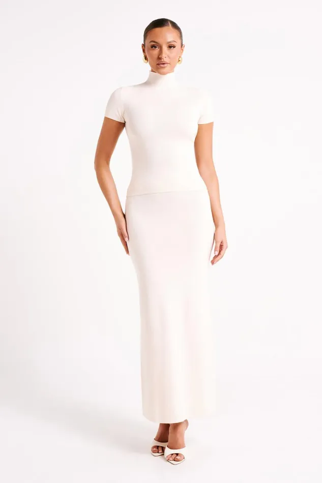 Women Meshki Tops Marianna Ribbed High Neck Top 8211 Ivory
