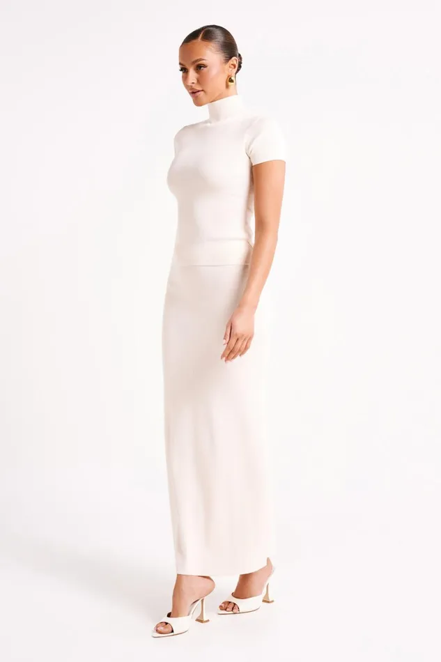 Women Meshki Tops Marianna Ribbed High Neck Top 8211 Ivory