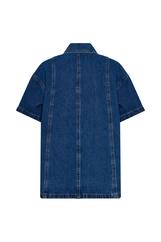 Women Meshki Tops Maya Oversized Denim Shirt 8211 Dark Blue