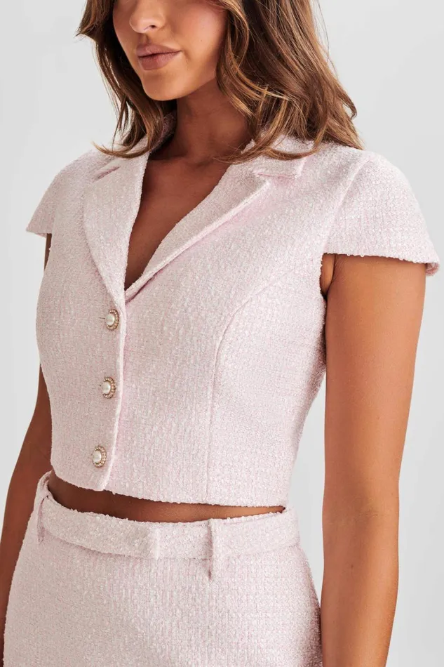 Women Meshki Tops Mercer Tweed Top 8211 Fairy Floss Pink