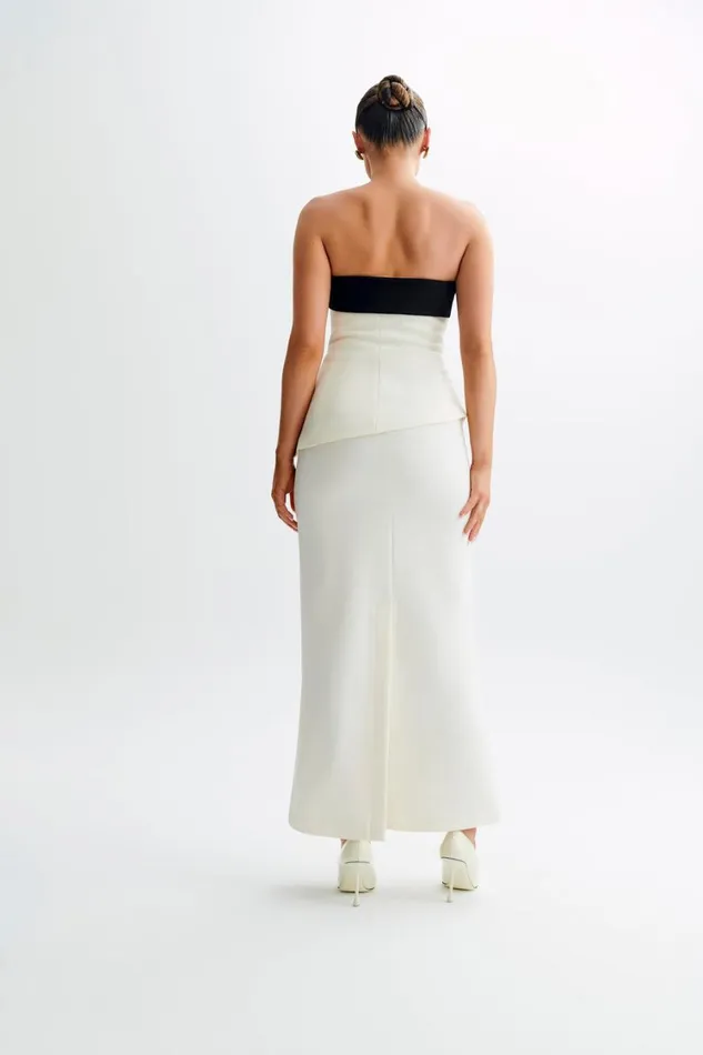 Women Meshki Tops Micah Contrast Suiting Strapless Top 8211 White