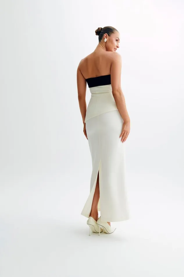 Women Meshki Tops Micah Contrast Suiting Strapless Top 8211 White