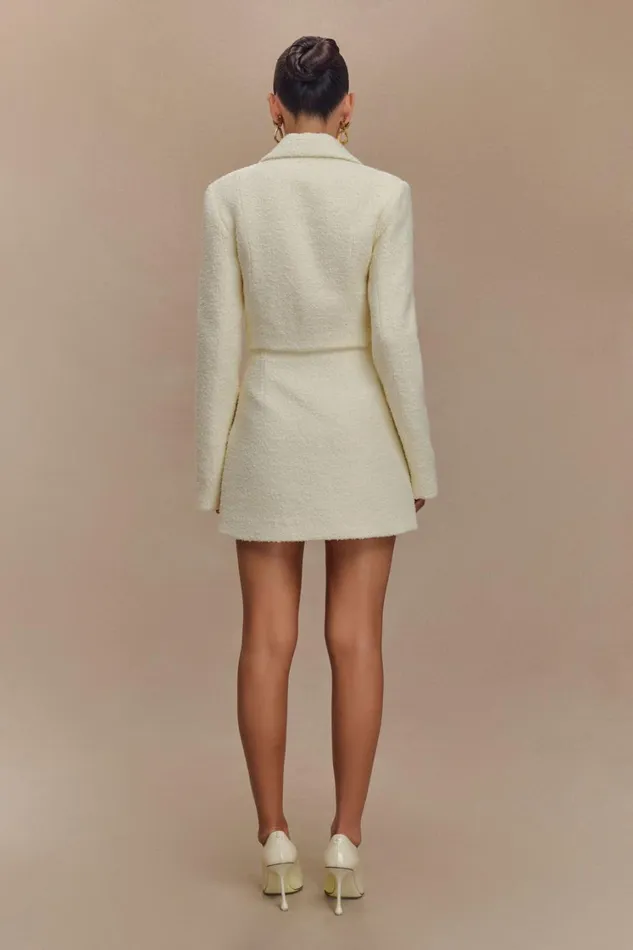 Women Meshki Tops Mirelle Textured Boucle Cropped Long Sleeve Top 8211 Ivory