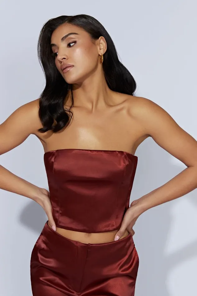 Women Meshki Tops Monique Satin Tube Top 8211 Cherry Chocolate Women Meshki Tops Monique Satin Tube Top 8211 Cherry Chocolate