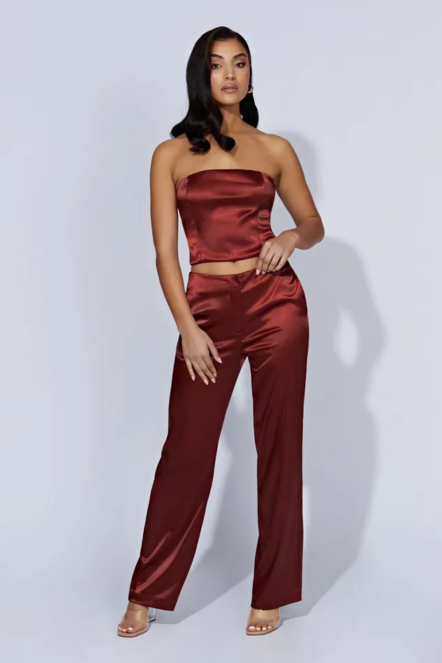 Women Meshki Tops Monique Satin Tube Top 8211 Cherry Chocolate Women Meshki Tops Monique Satin Tube Top 8211 Cherry Chocolate