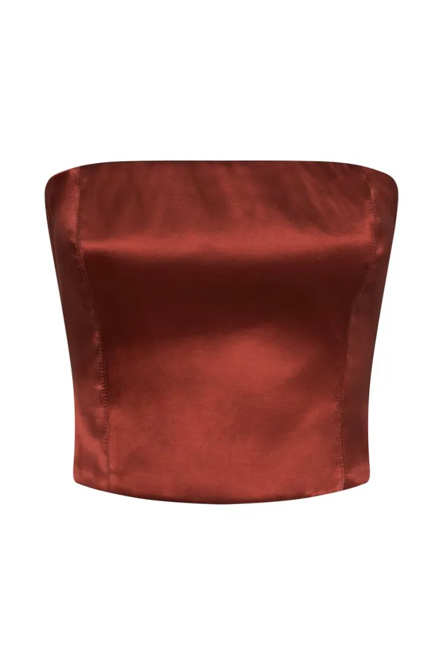 Women Meshki Tops Monique Satin Tube Top 8211 Cherry Chocolate Women Meshki Tops Monique Satin Tube Top 8211 Cherry Chocolate