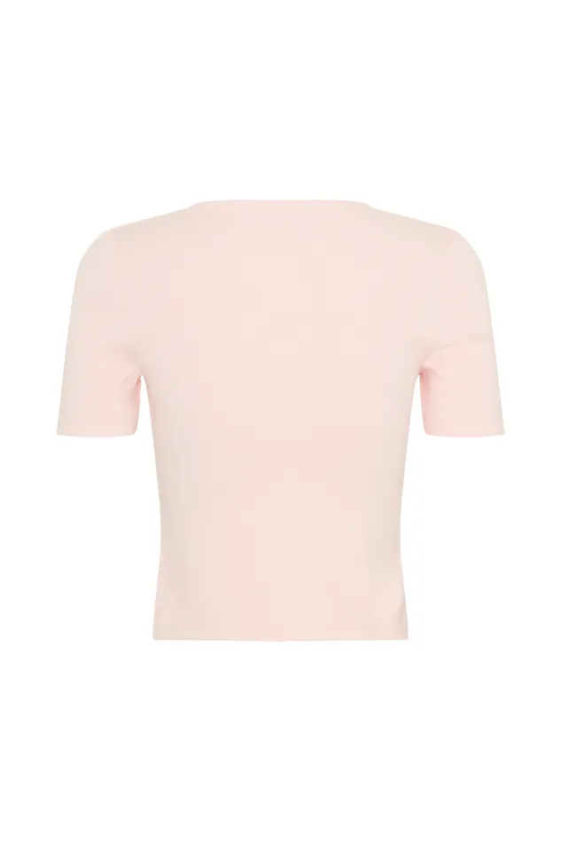 Women Meshki Tops Monroe Embroidered Knit Top 8211 Baby Pink And Ivory