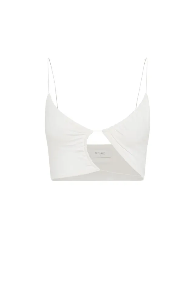 Women Meshki Tops Montana Ruched Cut Out Crop Top 8211 White Women Meshki Tops Montana Ruched Cut Out Crop Top 8211 White