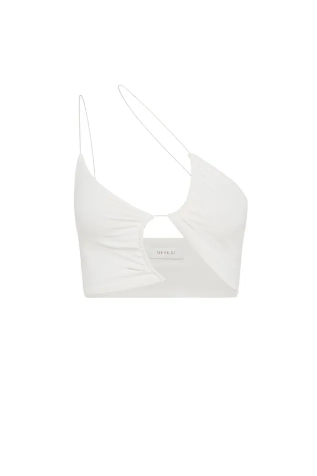 Women Meshki Tops Montana Ruched Cut Out Crop Top 8211 White Women Meshki Tops Montana Ruched Cut Out Crop Top 8211 White