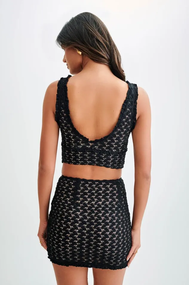 Women Meshki Tops Morgan Mesh And Lace Sleeveless Top 8211 Black