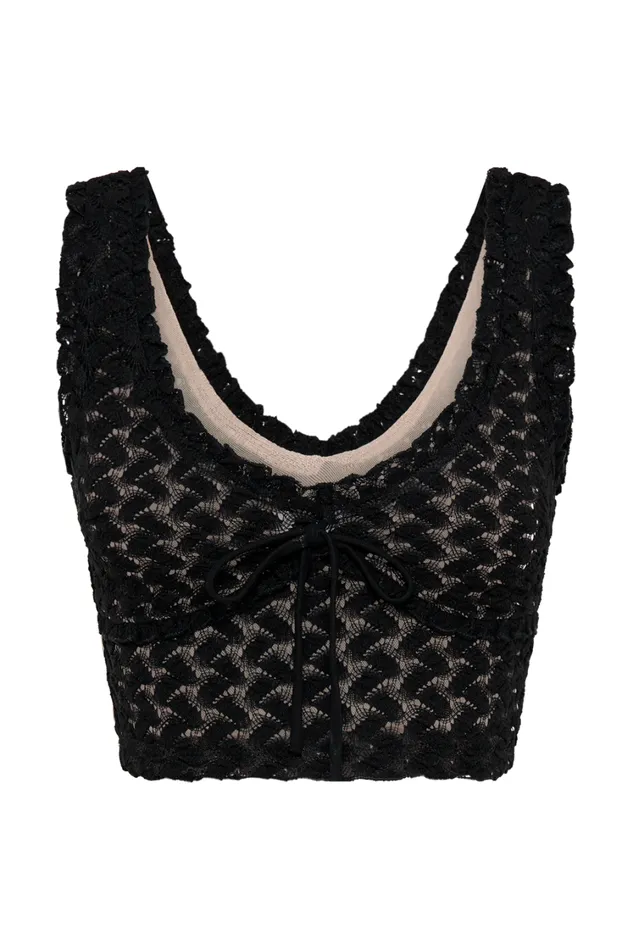 Women Meshki Tops Morgan Mesh And Lace Sleeveless Top 8211 Black