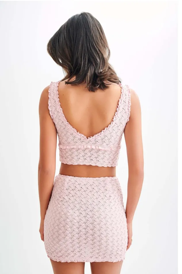 Women Meshki Tops Morgan Mesh And Lace Sleeveless Top 8211 Powder Pink