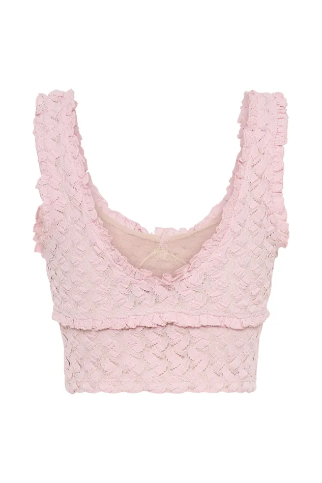 Women Meshki Tops Morgan Mesh And Lace Sleeveless Top 8211 Powder Pink