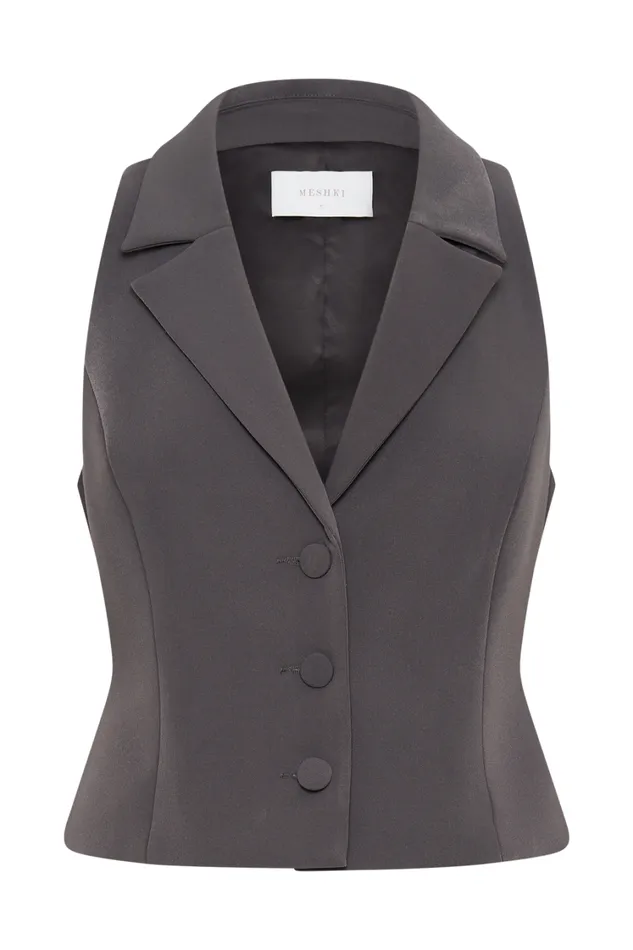 Women Meshki Tops Mura Suiting Vest 8211 Charcoal