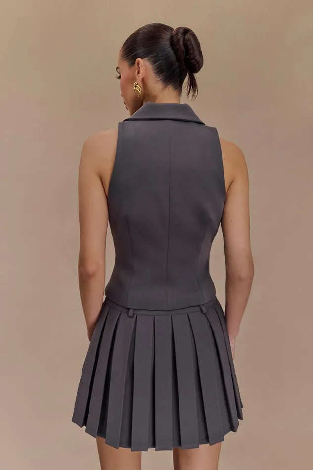 Women Meshki Tops Mura Suiting Vest 8211 Charcoal