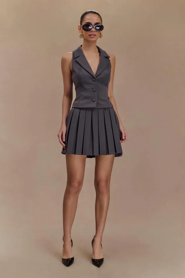 Women Meshki Tops Mura Suiting Vest 8211 Charcoal