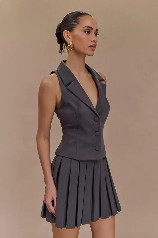 Women Meshki Tops Mura Suiting Vest 8211 Charcoal