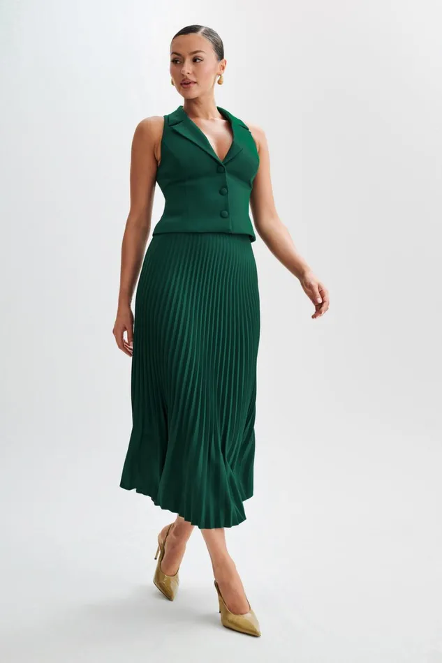 Women Meshki Tops Mura Suiting Vest 8211 Forest Green