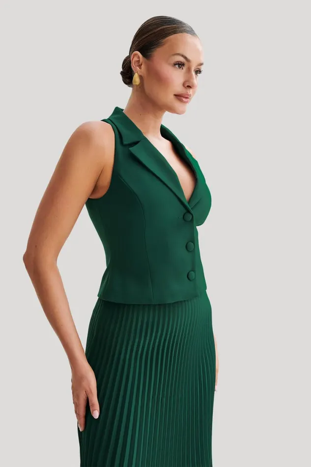 Women Meshki Tops Mura Suiting Vest 8211 Forest Green