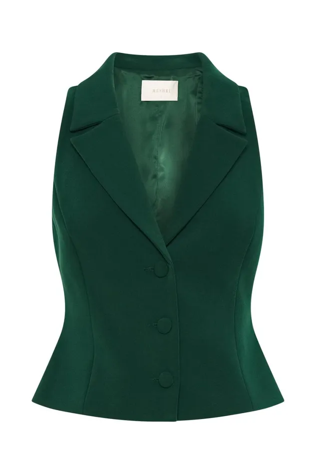 Women Meshki Tops Mura Suiting Vest 8211 Forest Green