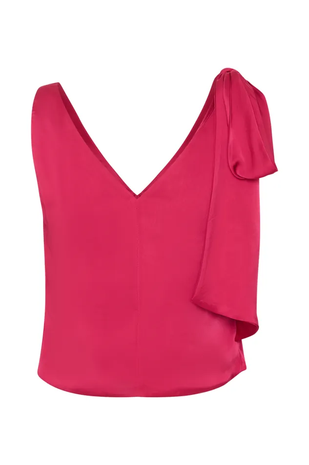 Women Meshki Tops Nicola Satin Tie Sleeveless Top 8211 Pink Cherry
