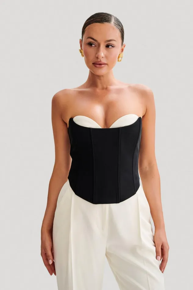 Women Meshki Tops Oceane Contrast Suiting Strapless Corset 8211 Black