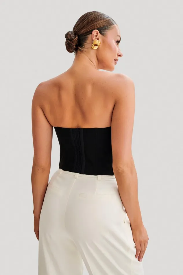 Women Meshki Tops Oceane Contrast Suiting Strapless Corset 8211 Black
