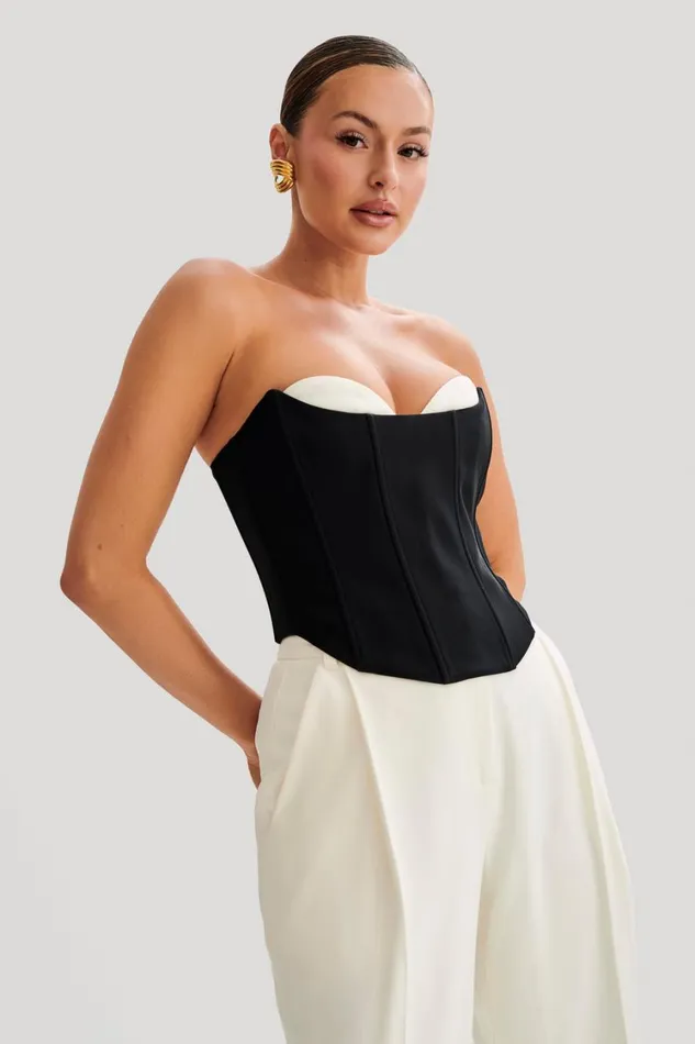 Women Meshki Tops Oceane Contrast Suiting Strapless Corset 8211 Black