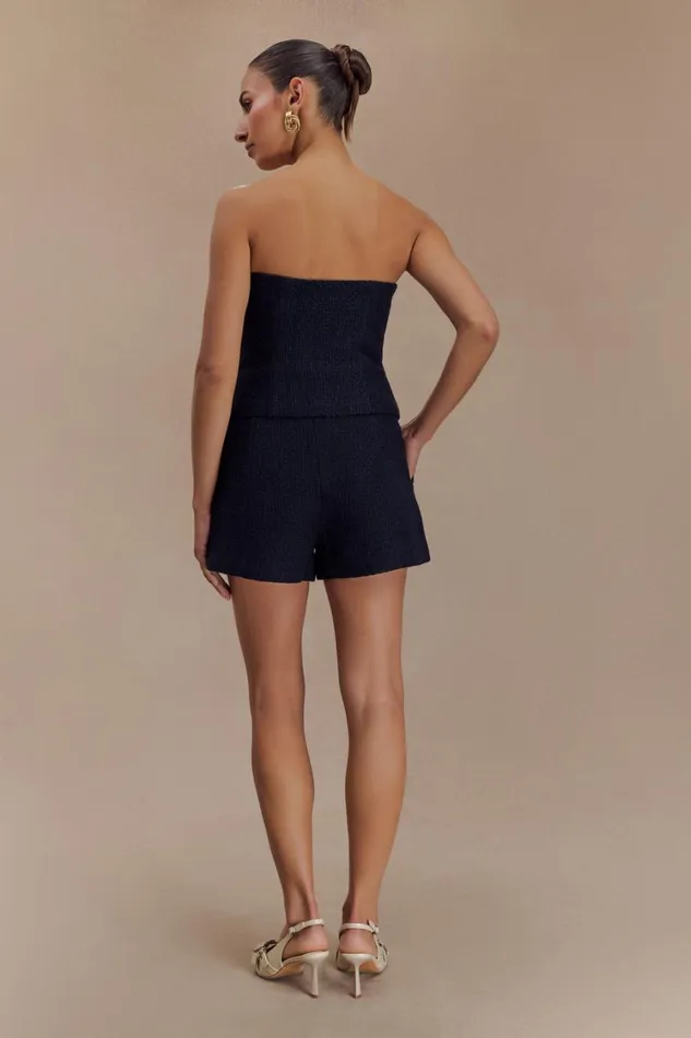 Women Meshki Tops Parker Boucle Strapless Asymmetric Top 8211 Midnight Blue